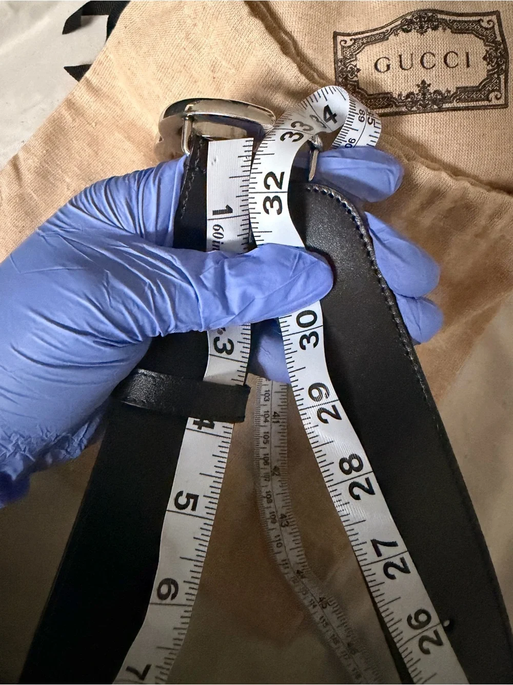Gucci Black Leather Belt with Silver Interlocking GG Buckle